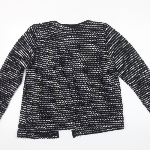 Atmosphere Womens Black Striped Open Knit Cardigan Size M