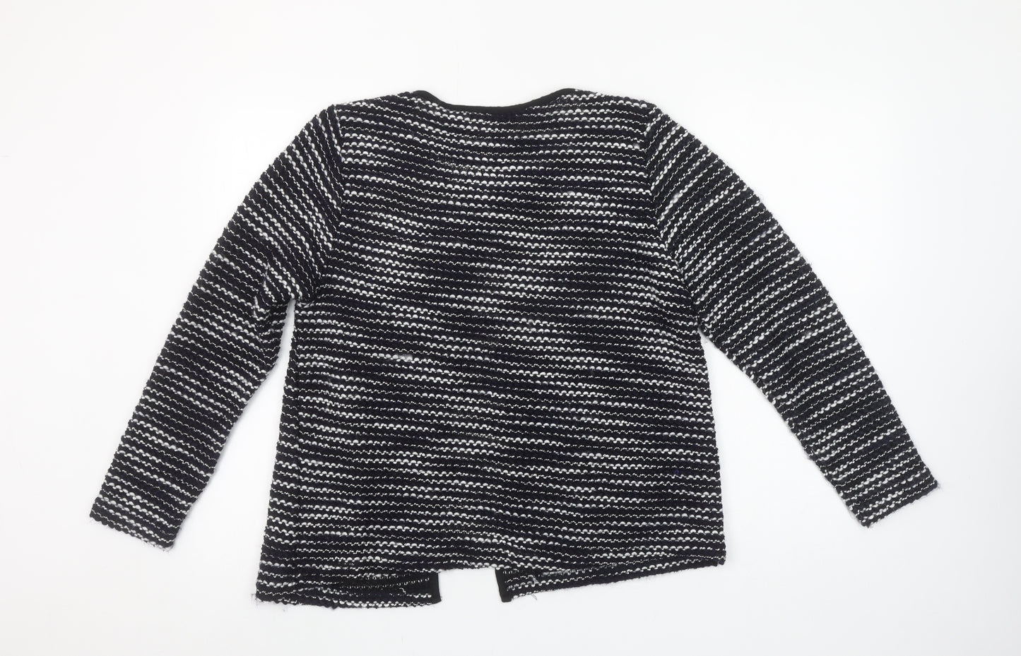 Atmosphere Womens Black Striped Open Knit Cardigan Size M