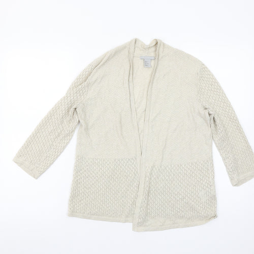H&M Women’s Beige Open Knit Cardigan Size 12 Lightweight Casual
