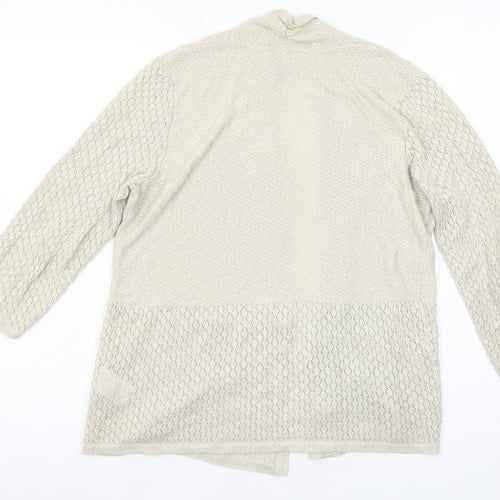 H&M Women’s Beige Open Knit Cardigan Size 12 Lightweight Casual