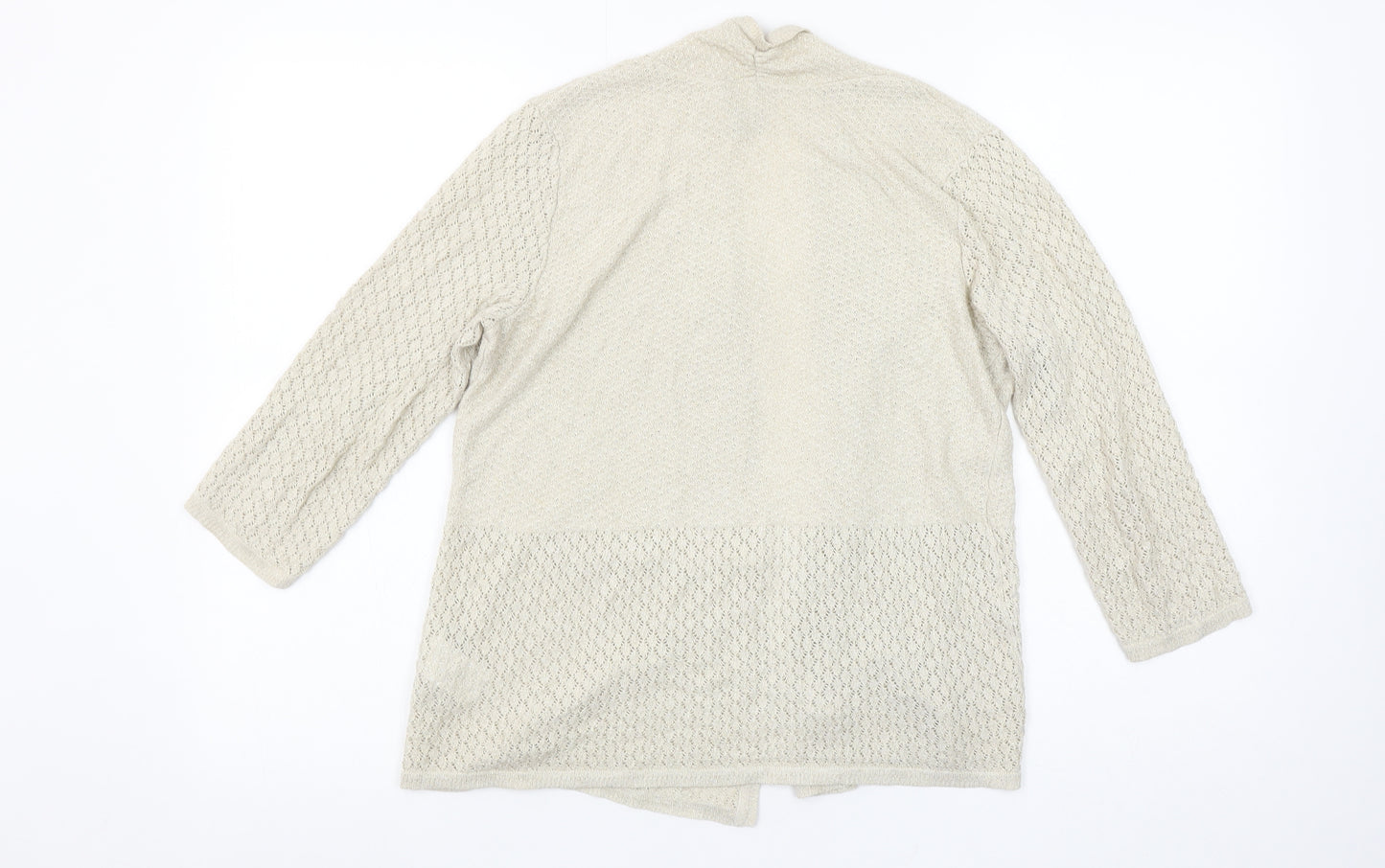 H&M Women’s Beige Open Knit Cardigan Size 12 Lightweight Casual