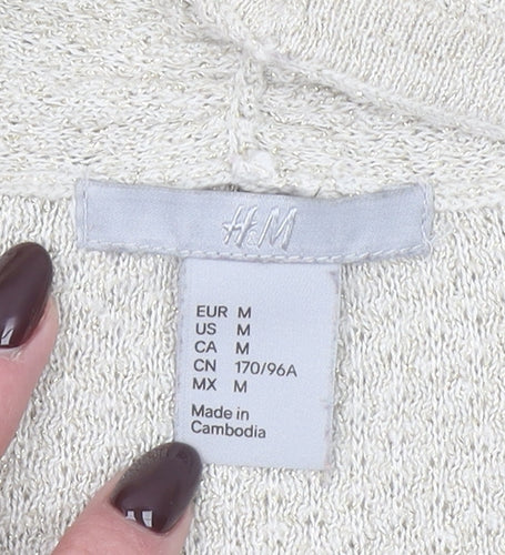 H&M Women’s Beige Open Knit Cardigan Size 12 Lightweight Casual