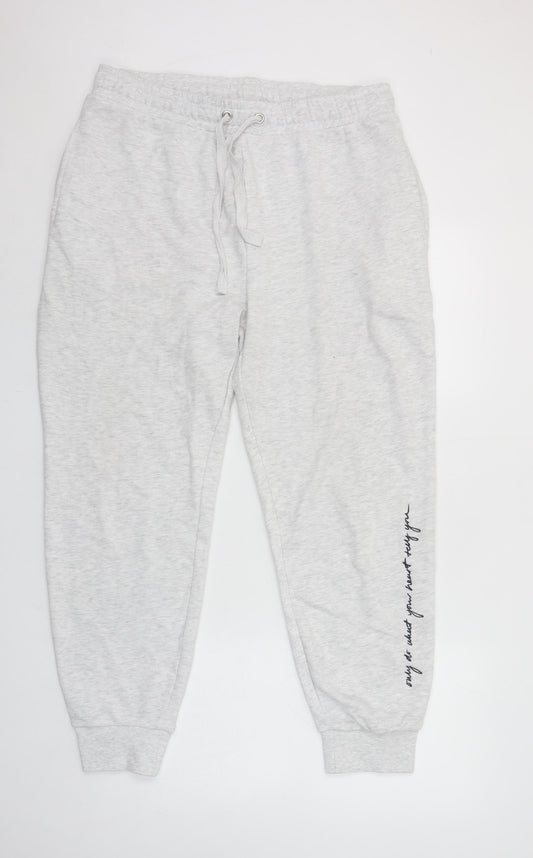 Nobody's Child Women's Grey Organic Cotton Jogger Trousers Size 16
