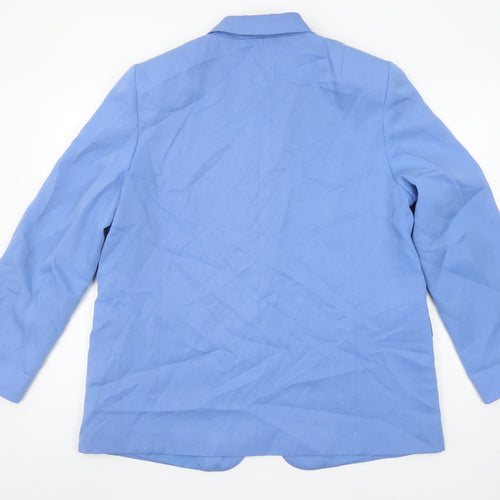 H&M Women Blue Regular Fit Notch Lapel Single-Breasted Blazer Size 16