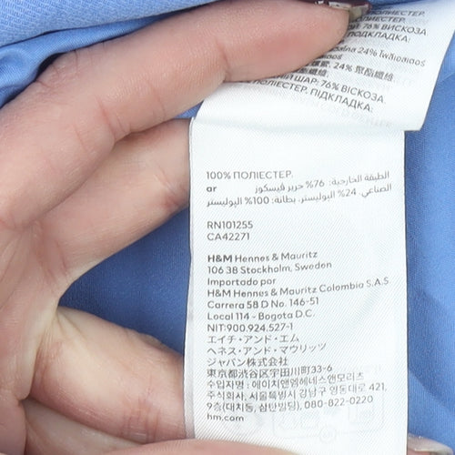 H&M Women Blue Regular Fit Notch Lapel Single-Breasted Blazer Size 16