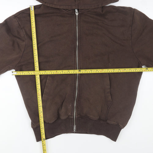 Zara Men's Brown Hooded Full Zip Fleece Lined Basic Jacket Size S