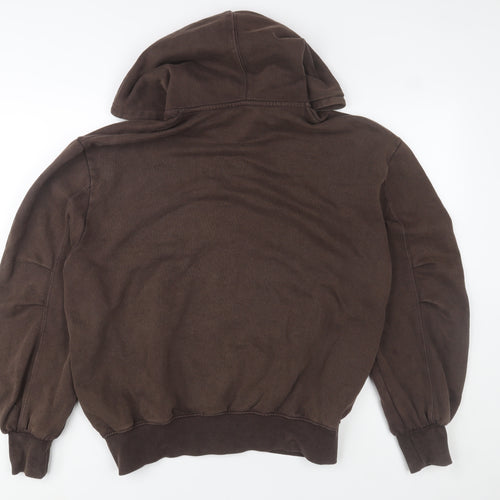 Zara Men's Brown Hooded Full Zip Fleece Lined Basic Jacket Size S