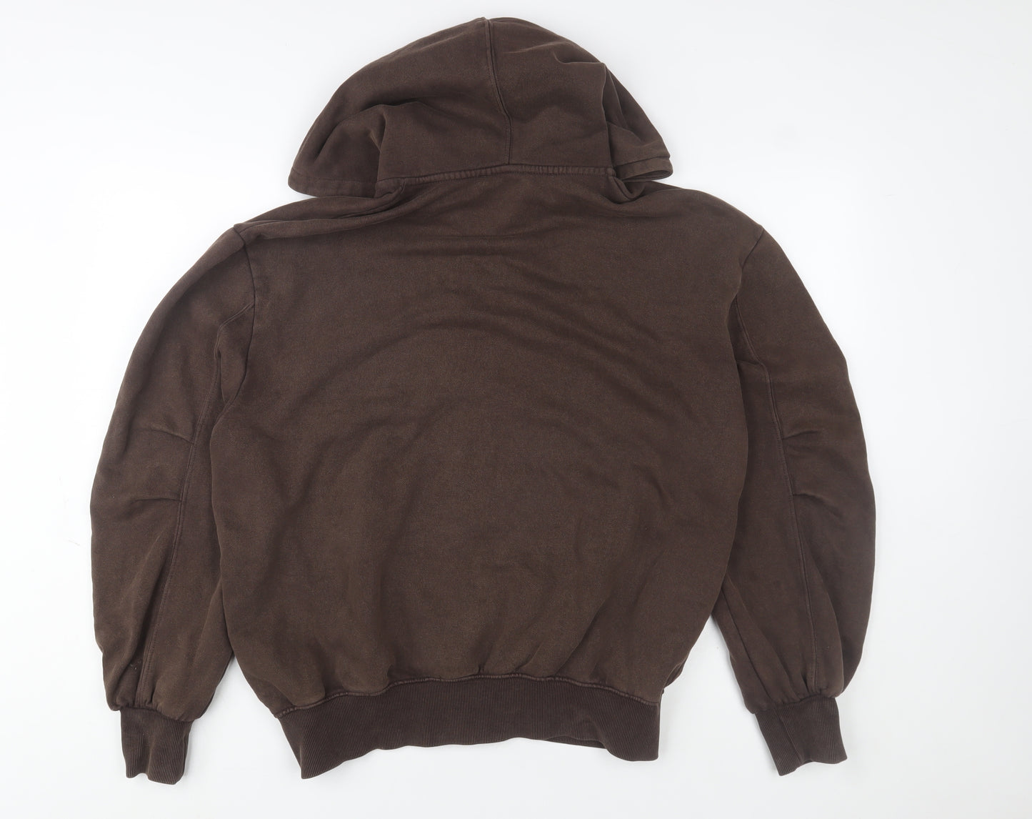 Zara Men's Brown Hooded Full Zip Fleece Lined Basic Jacket Size S