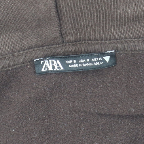 Zara Men's Brown Hooded Full Zip Fleece Lined Basic Jacket Size S