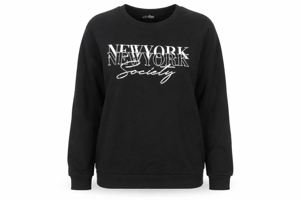 Front view of Pep&Co Women's Black Cotton Blend Pullover Sweatshirt, size 8
