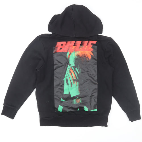 Bershka Girls Black Hoodie 10-12 Years Graphic Print Pullover Sweatshirt