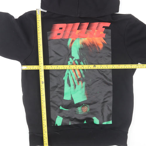 Bershka Girls Black Hoodie 10-12 Years Graphic Print Pullover Sweatshirt