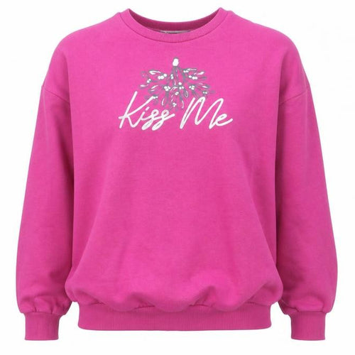 George Women’s Pink Kiss Me Pullover Sweatshirt M 12-14 Cotton Blend