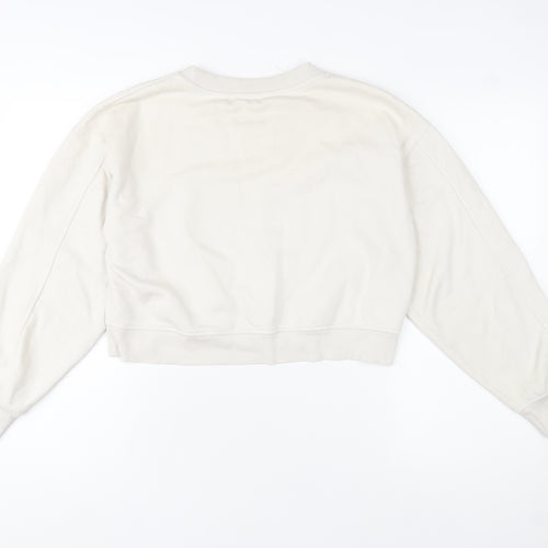 Zara Women Beige Crew Neck Pullover Sweatshirt Small Cotton Blend