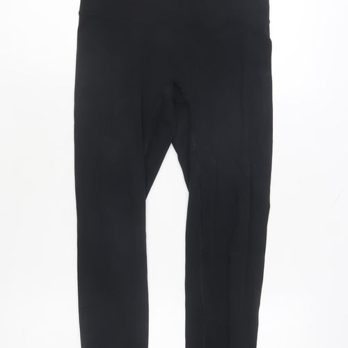 LuxeSoft Women's Black Slim Fit Ankle Leggings L Stretch Moisture Wicking Activewear