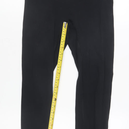 LuxeSoft Women's Black Slim Fit Ankle Leggings L Stretch Moisture Wicking Activewear