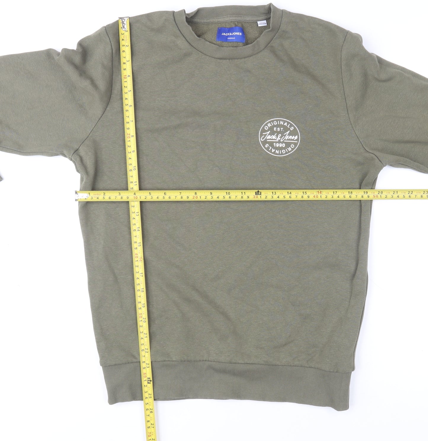 Jack & Jones Men's Green Regular Fit Graphic Cotton Sweatshirt Size S