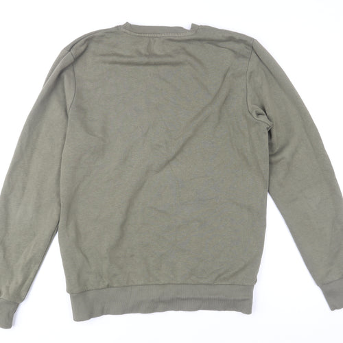 Jack & Jones Men's Green Regular Fit Graphic Cotton Sweatshirt Size S