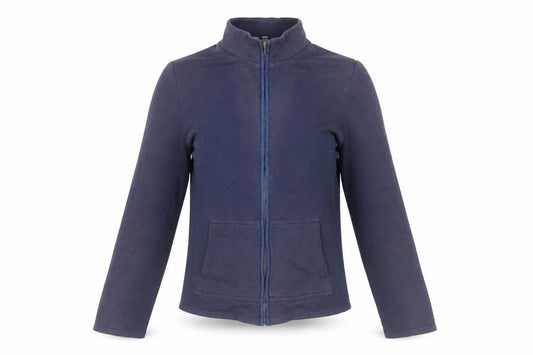 Front view of Laura Ashley Women’s Blue Cotton Petite Full Zip Jacket, size S