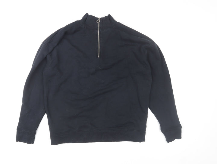 Marks and Spencer Women Black 1/2 Zip Pullover Sweatshirt Size 10