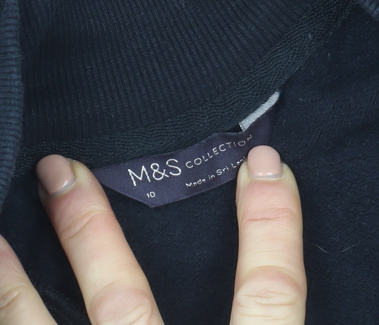 Marks and Spencer Women Black 1/2 Zip Pullover Sweatshirt Size 10