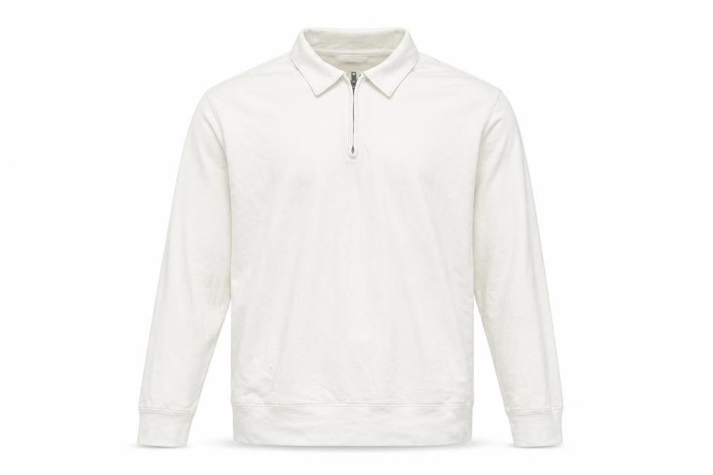 Front view of Marks & Spencer Men's Ivory Collared 1/2 Zip Sweatshirt M