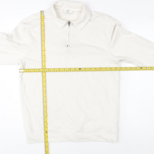 Marks and Spencer Men's Ivory Collared 1/2 Zip Sweatshirt M