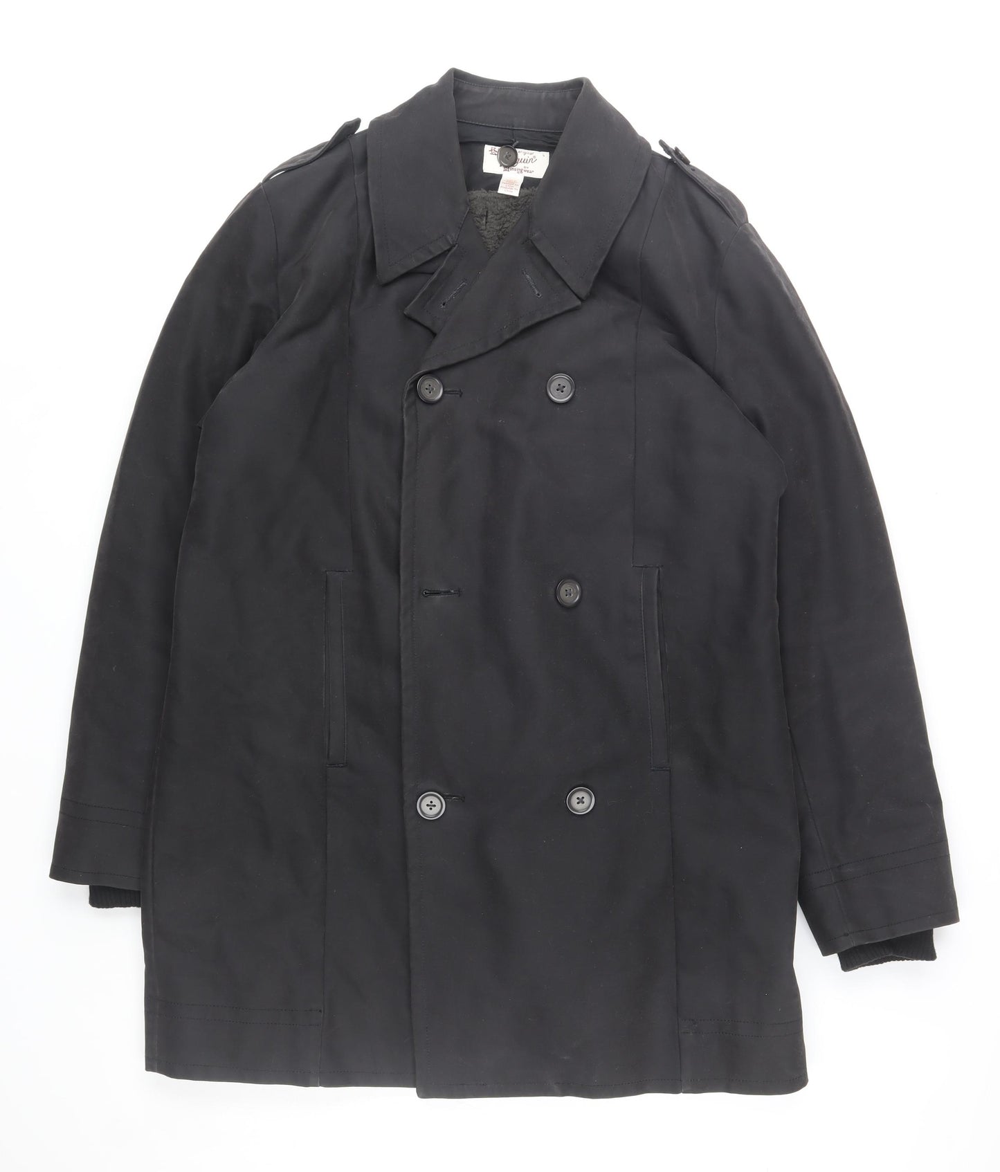 Original Penguin Men’s Black L Pea Coat Cotton Blend Winter Jacket