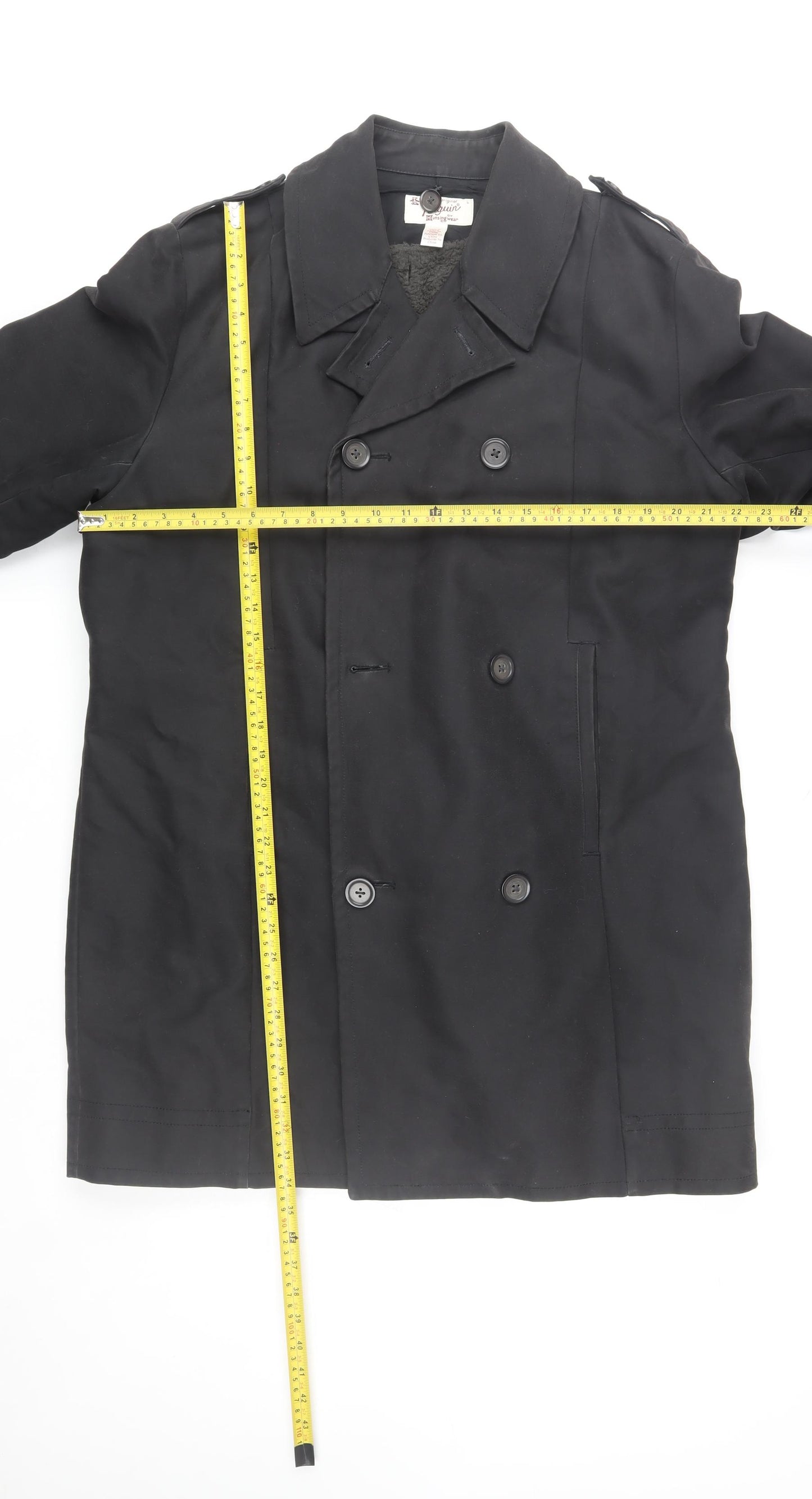 Original Penguin Men’s Black L Pea Coat Cotton Blend Winter Jacket