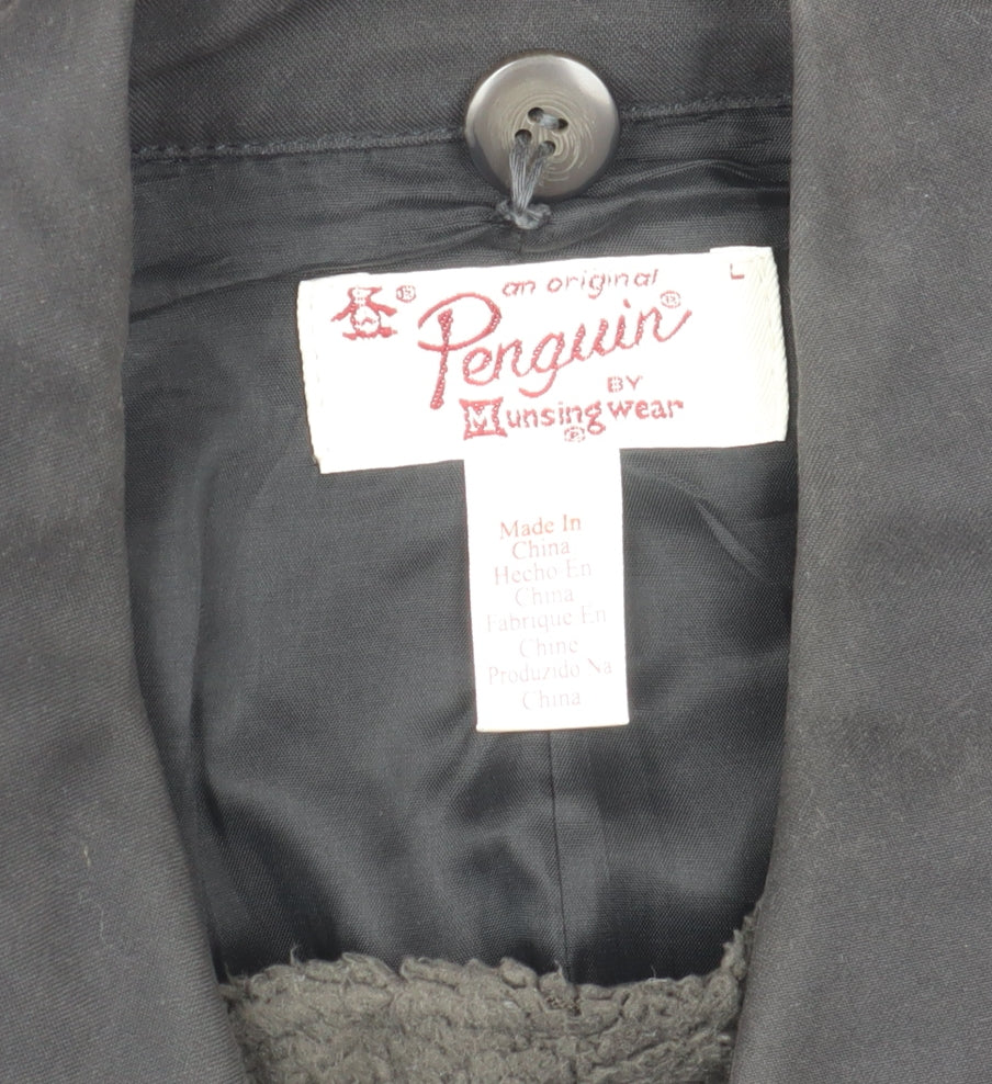 Original Penguin Men’s Black L Pea Coat Cotton Blend Winter Jacket