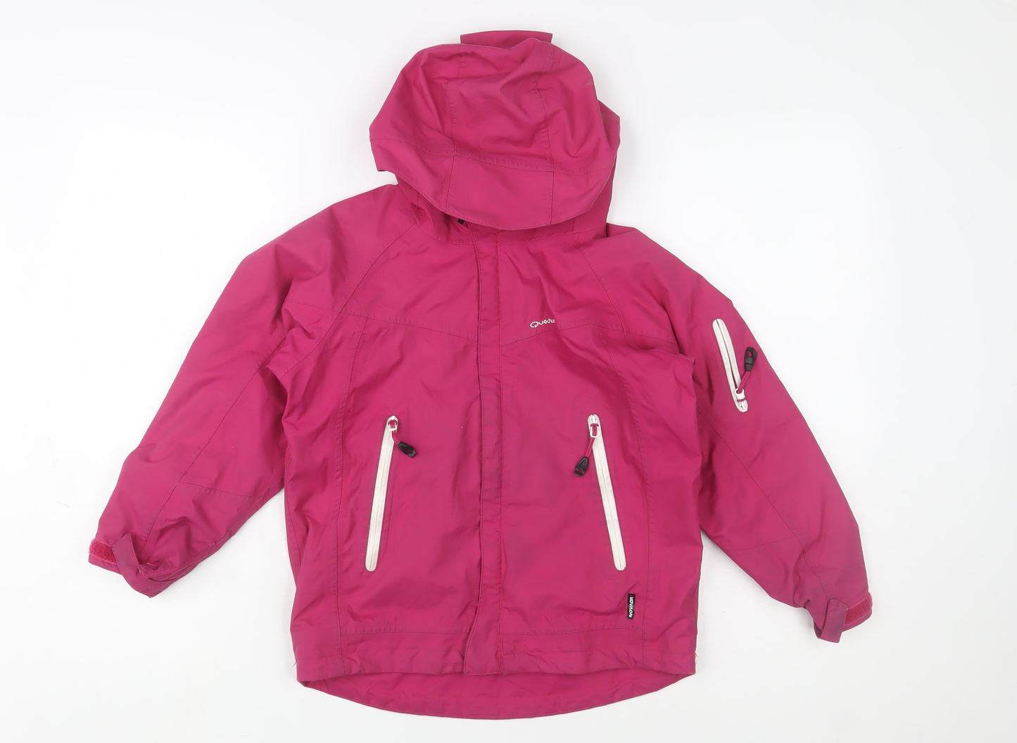 Quechua Girls Pink Hooded Waterproof Rain Coat Jacket 6 Years
