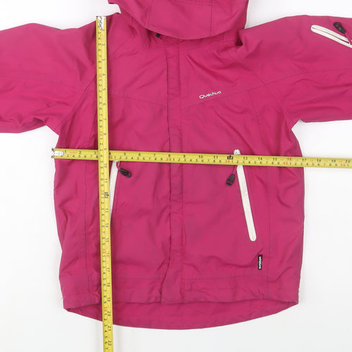 Quechua Girls Pink Hooded Waterproof Rain Coat Jacket 6 Years