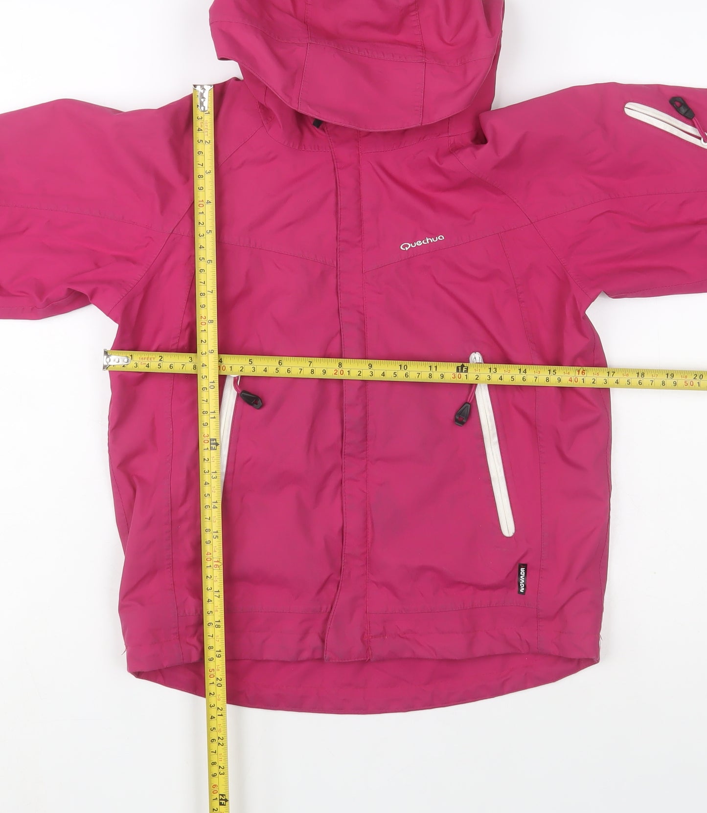 Quechua Girls Pink Hooded Waterproof Rain Coat Jacket 6 Years