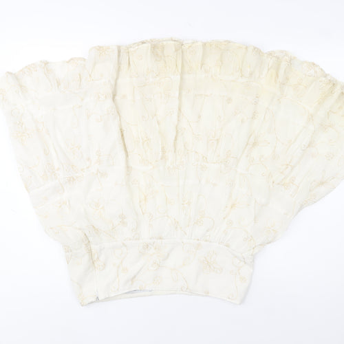 Zara Basic Women’s Ivory Embroidered Cotton Peasant Skirt Size 12