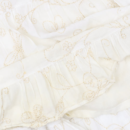 Zara Basic Women’s Ivory Embroidered Cotton Peasant Skirt Size 12