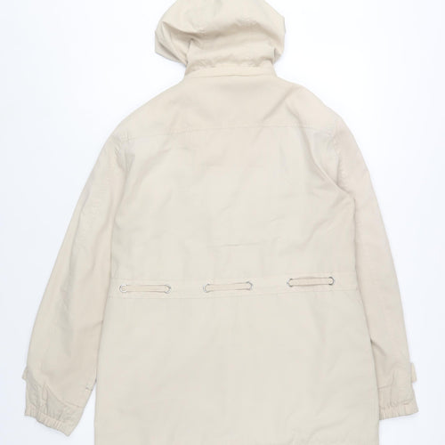 David Barry Womens Beige Hooded Parka Jacket Size 14