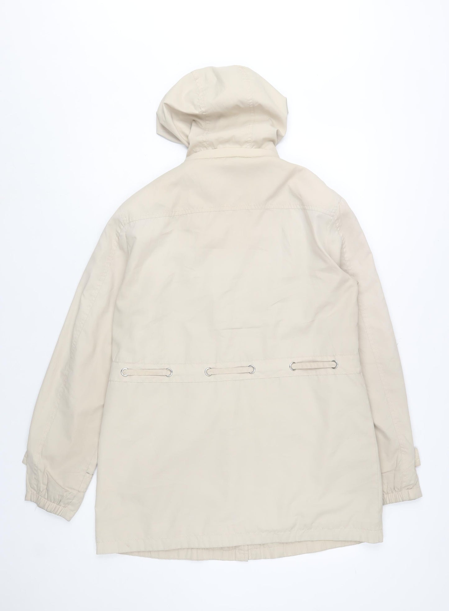 David Barry Womens Beige Hooded Parka Jacket Size 14