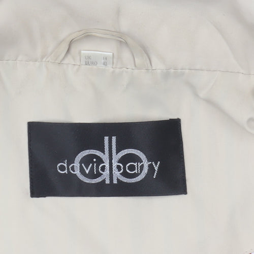 David Barry Womens Beige Hooded Parka Jacket Size 14