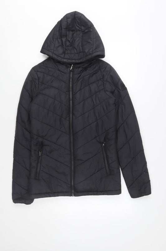 TOG24 Women Black Size 10 Hooded Quilted Puffer Jacket