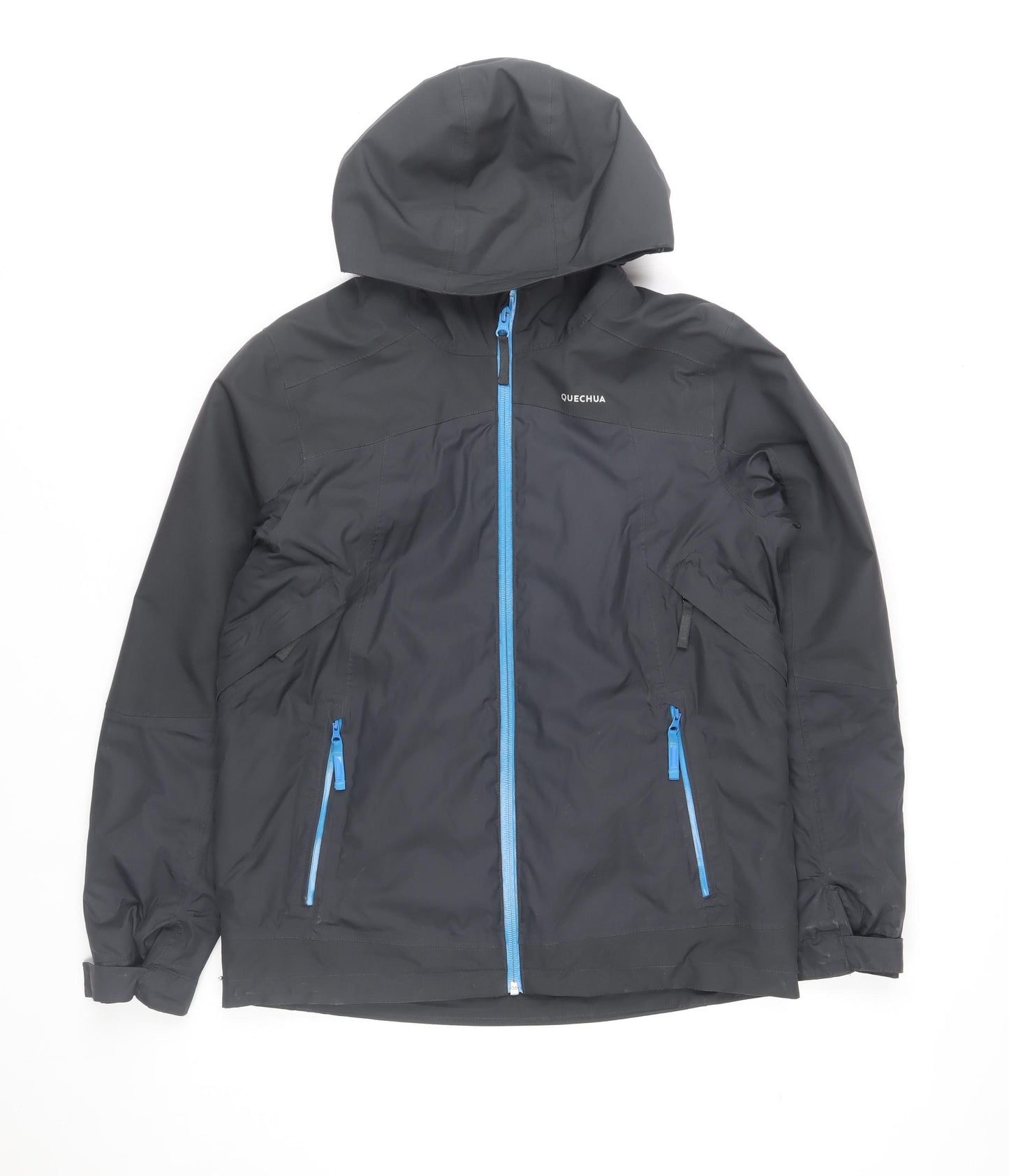 Quechua Boys Black Waterproof Hooded Parka Jacket 12-13 Years