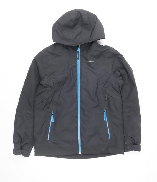 Quechua Boys Black Waterproof Hooded Parka Jacket 12-13 Years