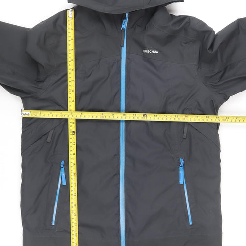 Quechua Boys Black Waterproof Hooded Parka Jacket 12-13 Years