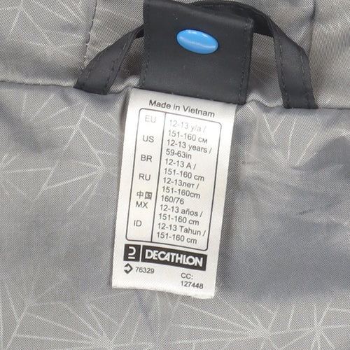 Quechua Boys Black Waterproof Hooded Parka Jacket 12-13 Years