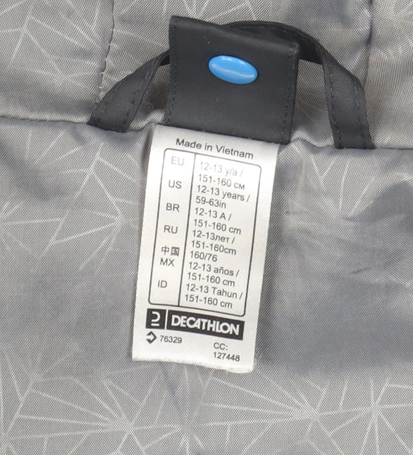 Quechua Boys Black Waterproof Hooded Parka Jacket 12-13 Years