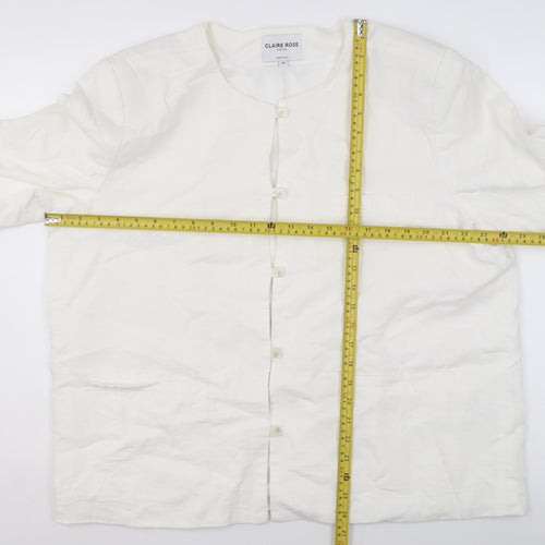 Claire Rose Women White Linen Blend Regular Fit Blazer Size 16