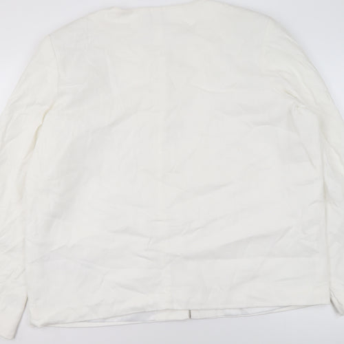 Claire Rose Women White Linen Blend Regular Fit Blazer Size 16