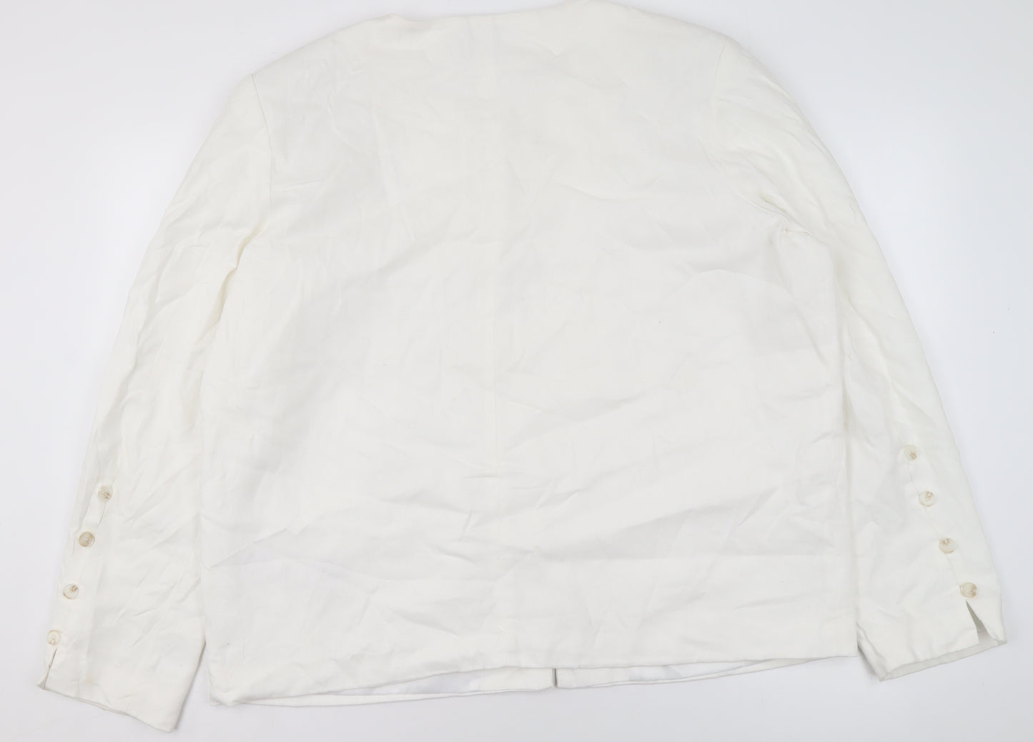 Claire Rose Women White Linen Blend Regular Fit Blazer Size 16