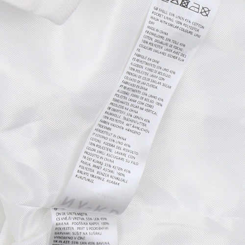 Claire Rose Women White Linen Blend Regular Fit Blazer Size 16