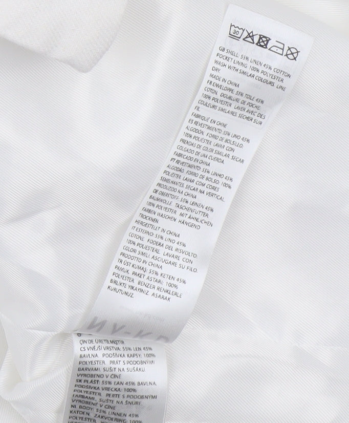 Claire Rose Women White Linen Blend Regular Fit Blazer Size 16