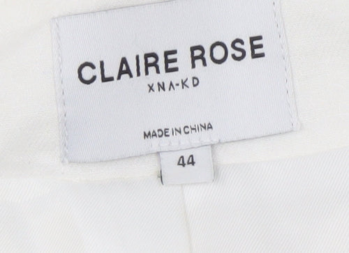 Claire Rose Women White Linen Blend Regular Fit Blazer Size 16